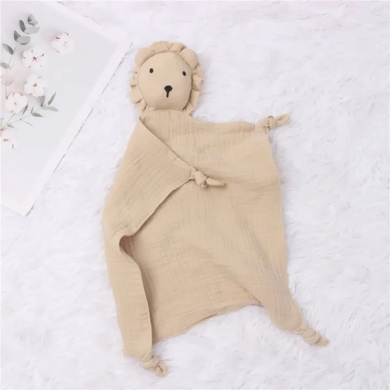 Doudou lion en mousseline et coton – Image 4