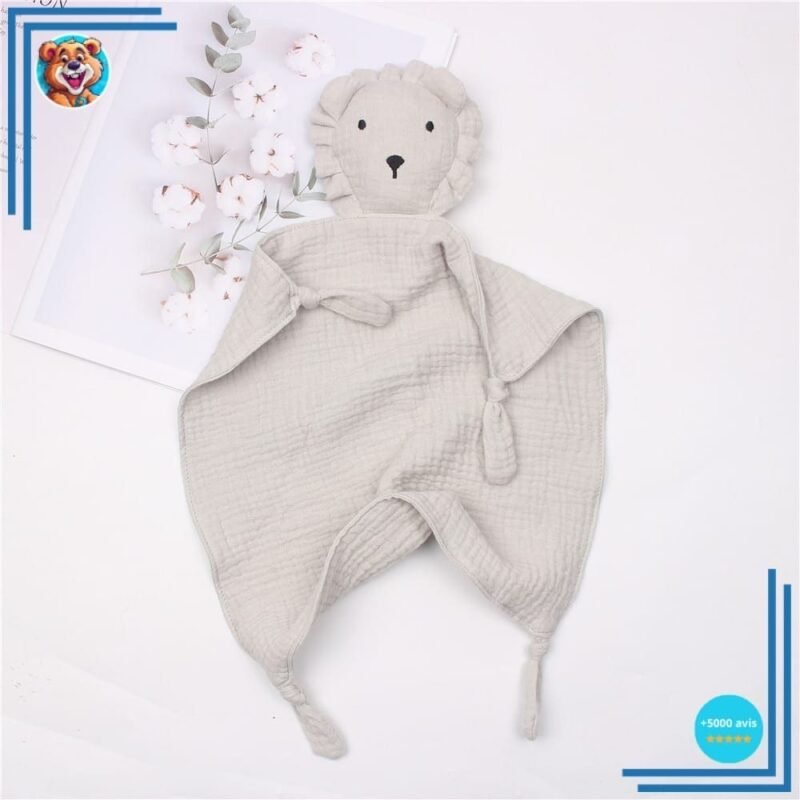 Doudou lion en mousseline et coton – Image 5