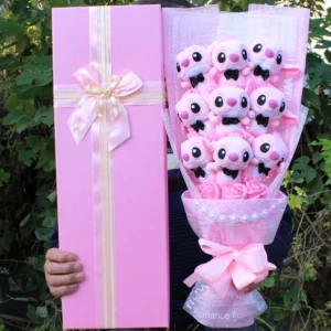 Bouquet de fleurs avec peluche Angel