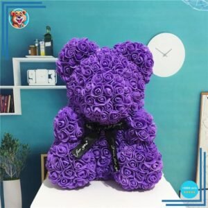 Peluche ours en fleurs violette