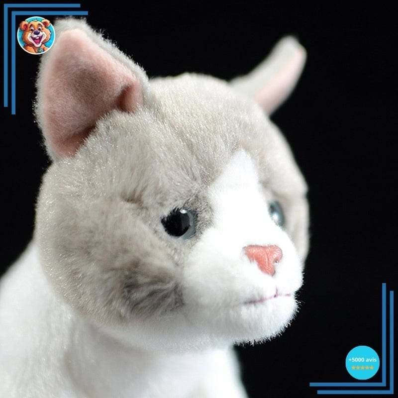 Peluche Chat Réaliste Gris et Blanc – Image 6