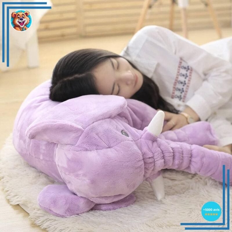 Peluche éléphant oreiller violet – Image 3