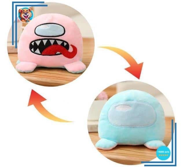 Peluche Among Us réversible rose turquoise