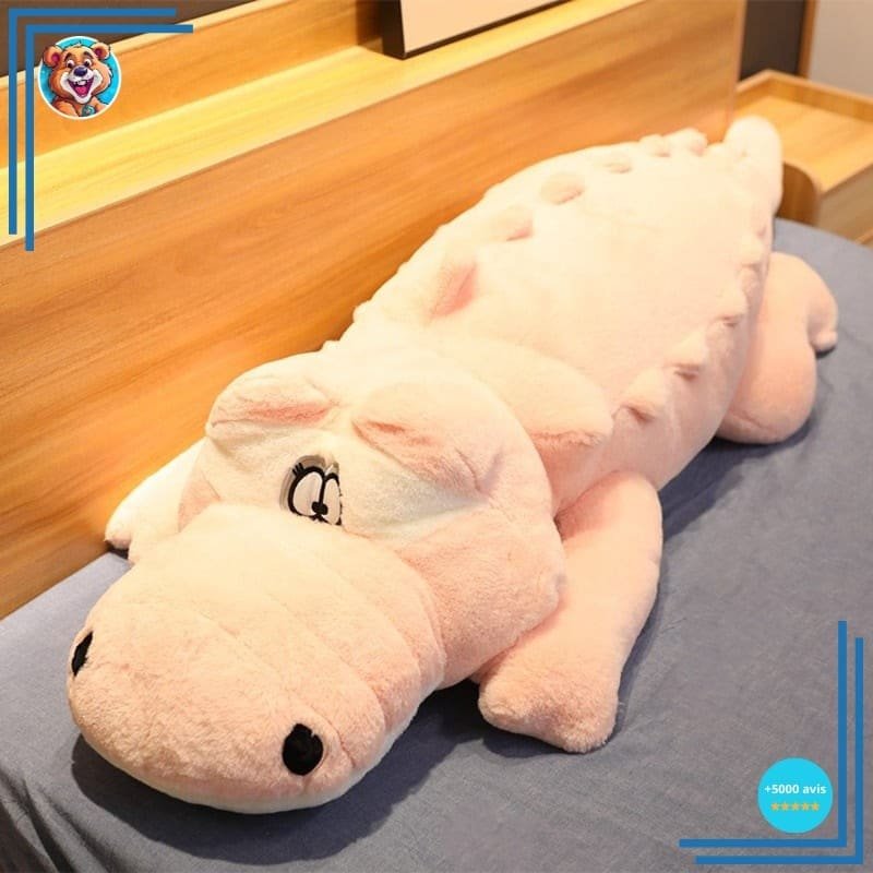 Peluche Crocodile géant rose