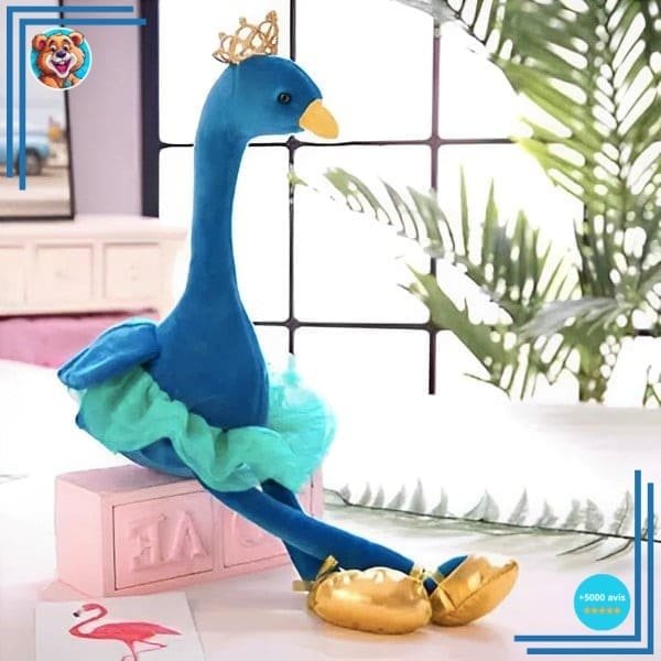 Peluche Flamant Rose bleue