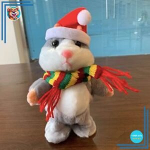 Peluche Hamster de Noël gris qui parle
