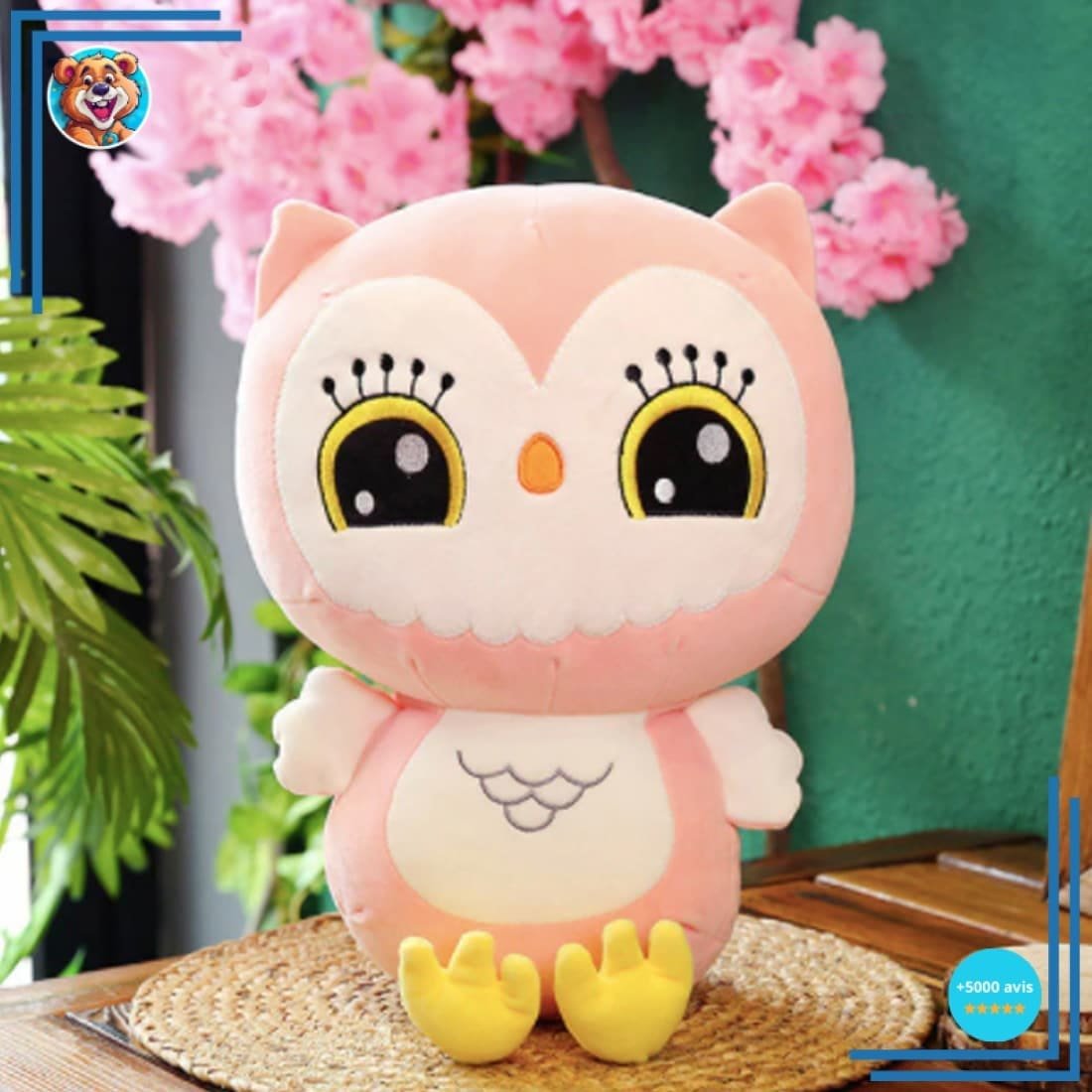Peluche Hibou Kawaii rose