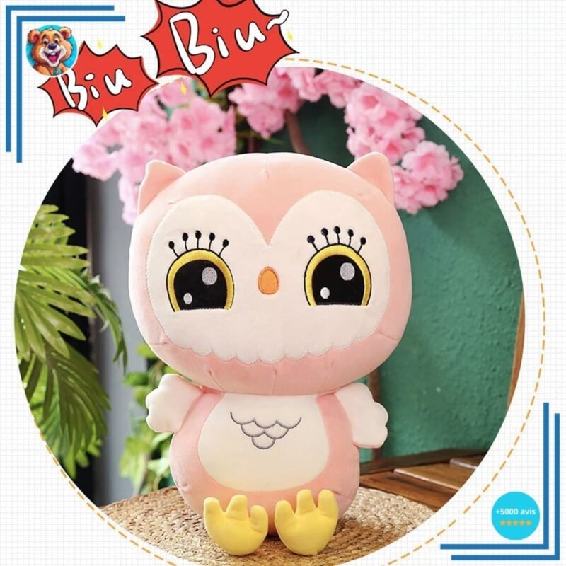 Peluche Hibou Kawaii rose – Image 2