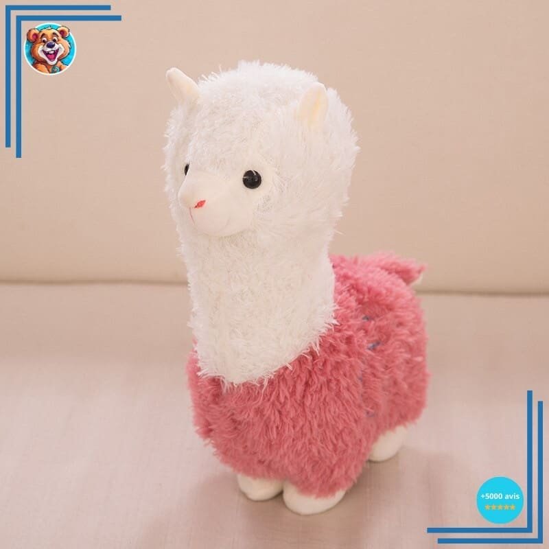Peluche Lama alpaga rose