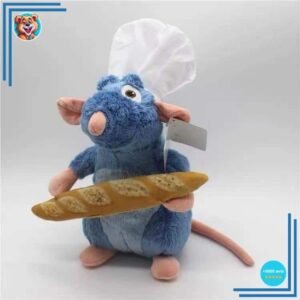 Peluche Ratatouille avec une baguette de pain