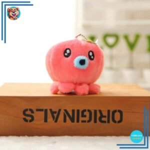 Peluche adorable pieuvre porte-clés rouge