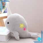 Peluche baleine licorne grise