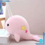 Peluche baleine licorne rose