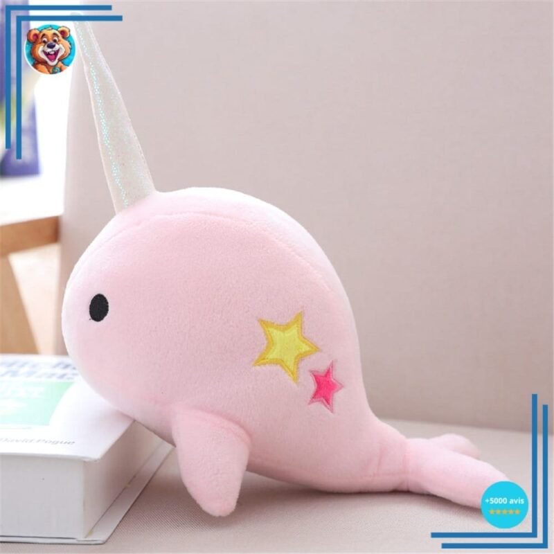 Peluche baleine licorne rose