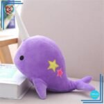 Peluche baleine licorne violet