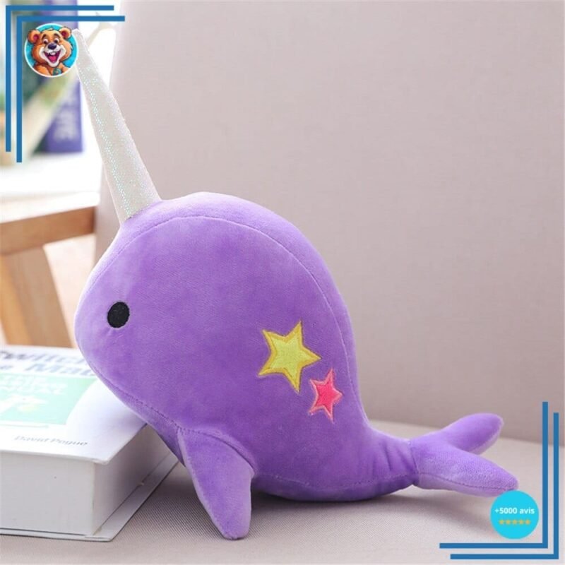 Peluche baleine licorne violet