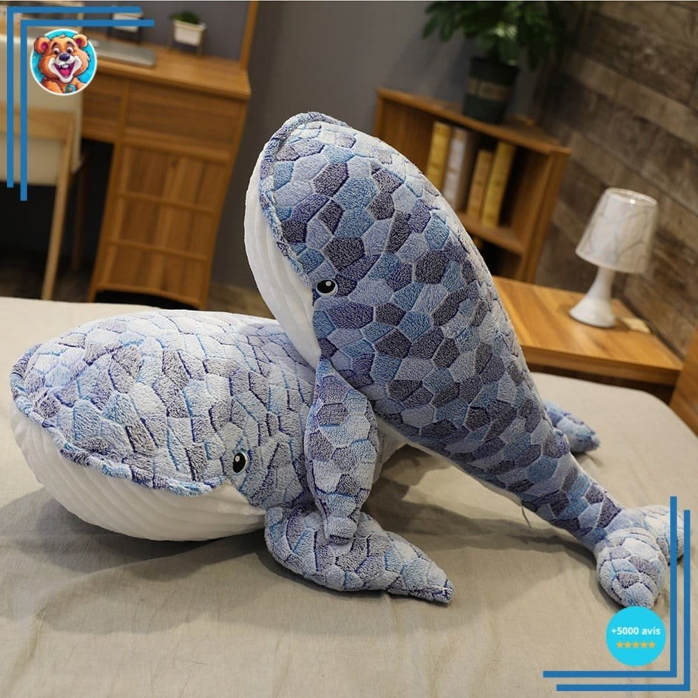 Peluche baleine mosaïque bleu – Image 3