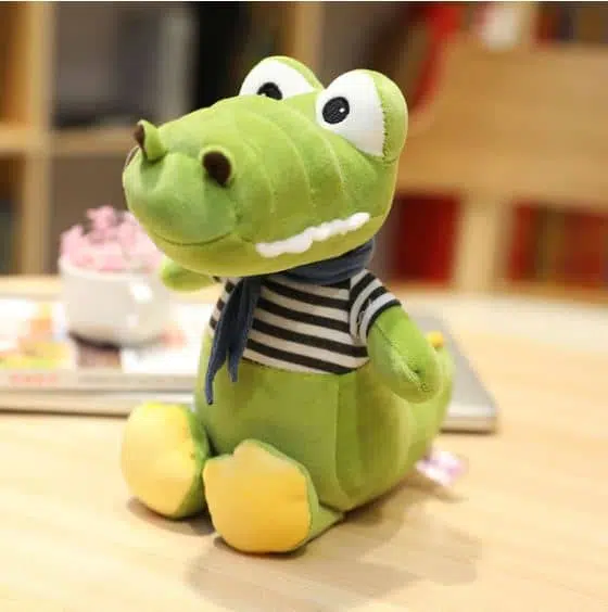 Peluche bébé crocodile verte