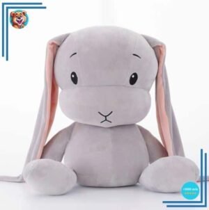 Peluche bébé lapin gris