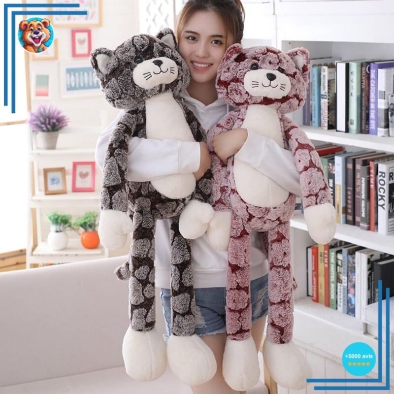 Peluche chat marron aux longues jambes – Image 2