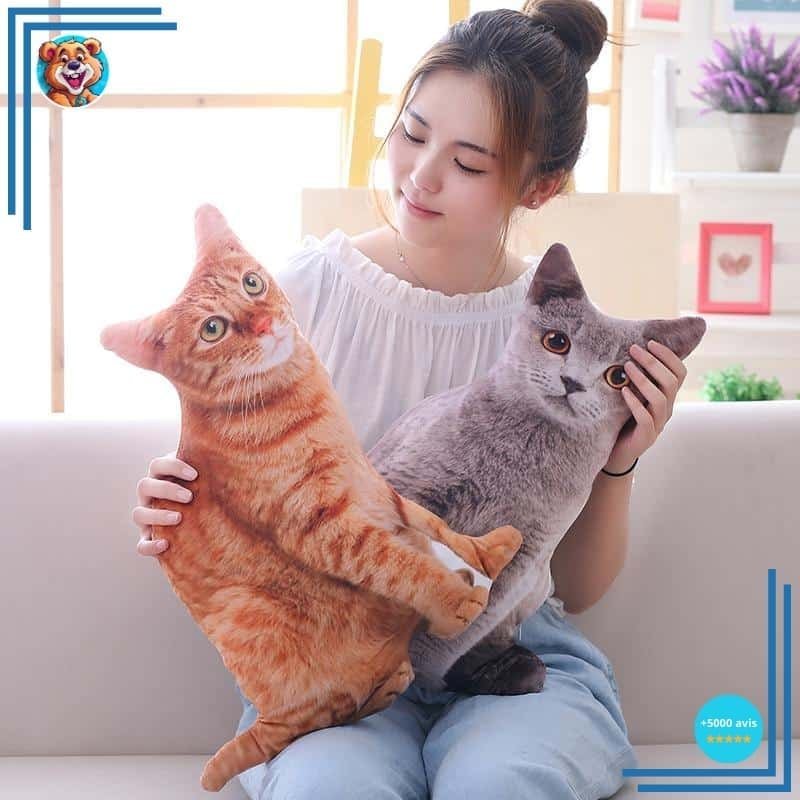 Peluche chat gris oreiller – Image 2