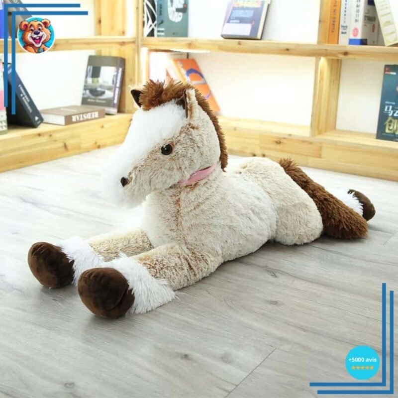 Peluche cheval marron blanc – Image 4
