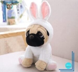 Peluche chien déguisé en lapin