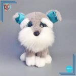 Peluche chien husky gris touffu