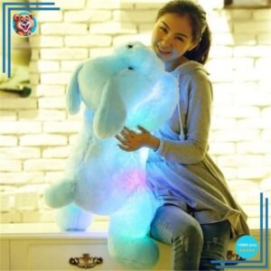 Peluche chien lumineuse bleue