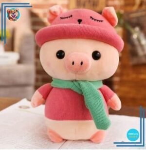 Peluche cochon habillé tenue rose