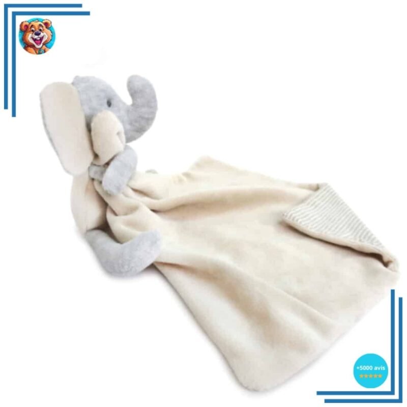 Peluche doudou éléphant beige – Image 3