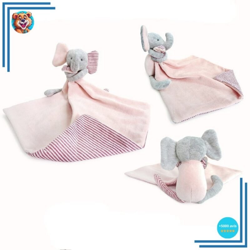 Peluche doudou éléphant rose – Image 2