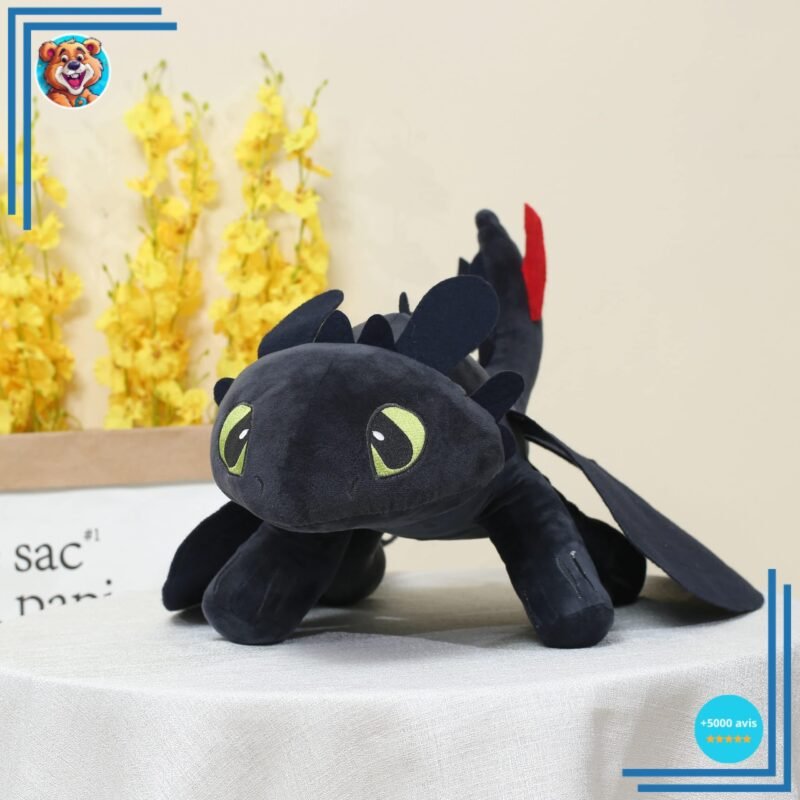 Peluche dragon Krokmou noir – Image 2