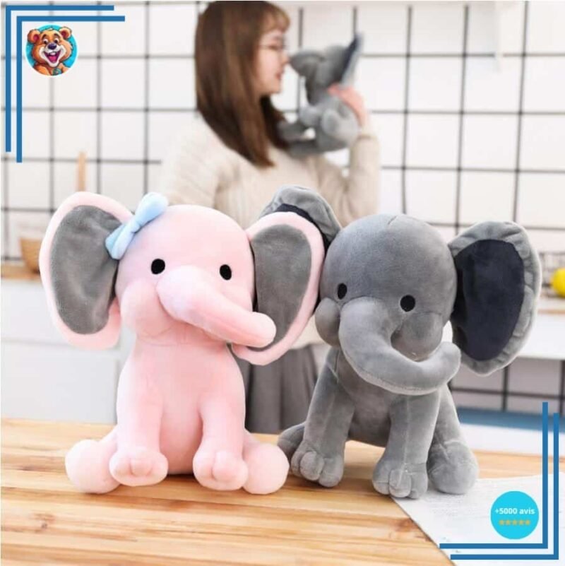 Peluche éléphant toute douce rose – Image 2