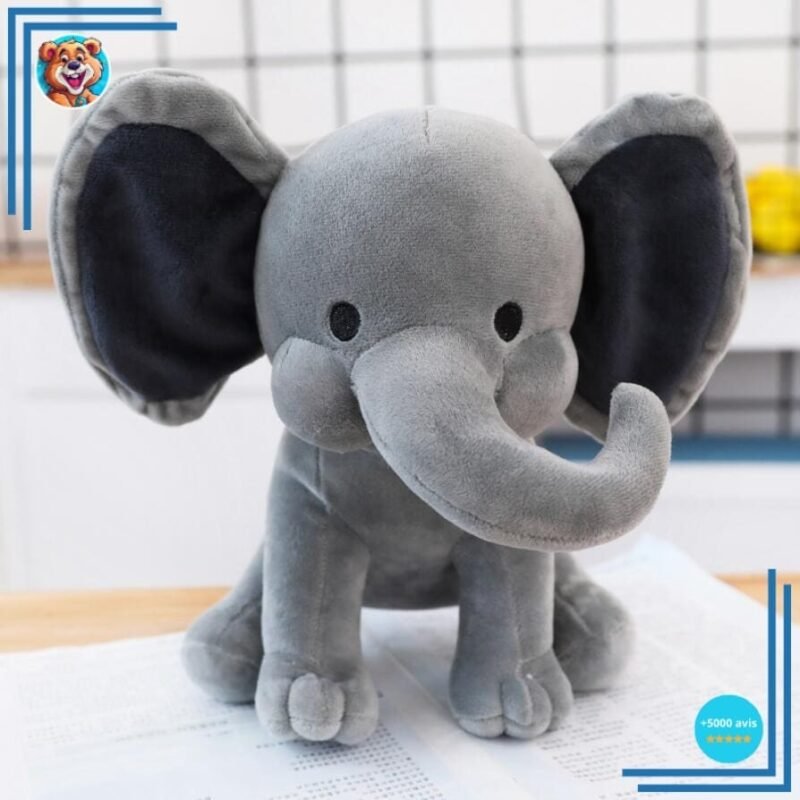Peluche éléphant toute douce grise