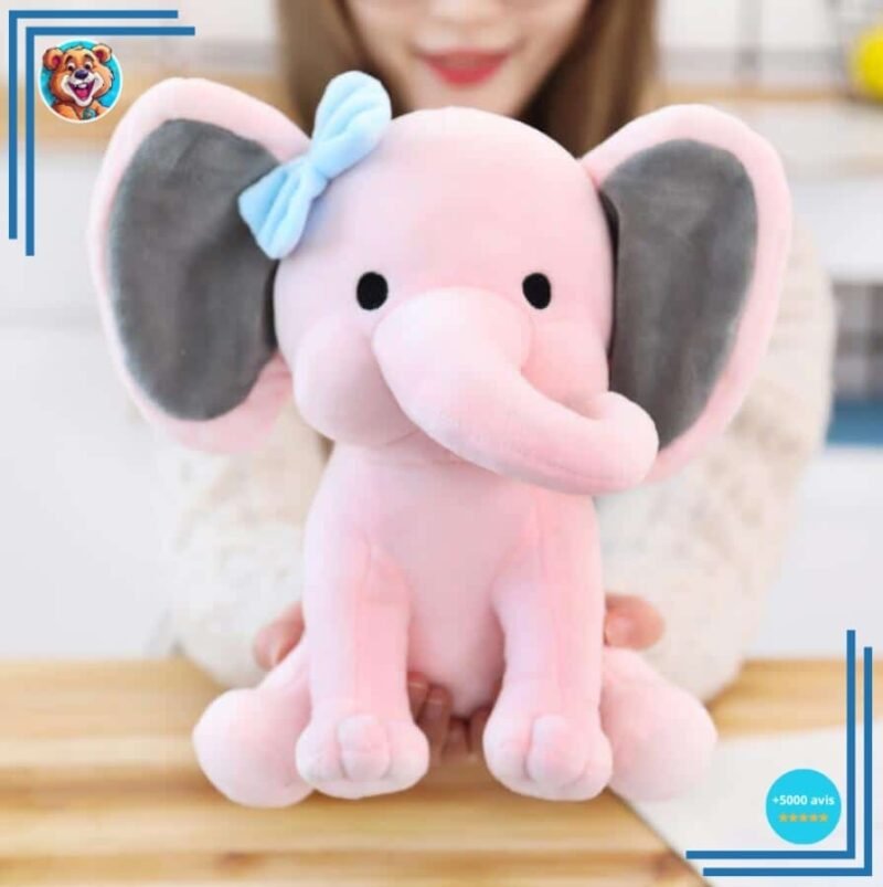 Peluche éléphant toute douce rose – Image 3