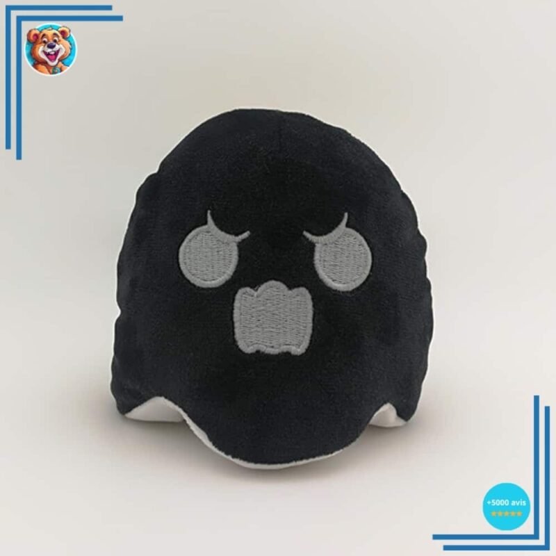 Peluche fantôme noir et blanc réversible, fluorescente – Image 6