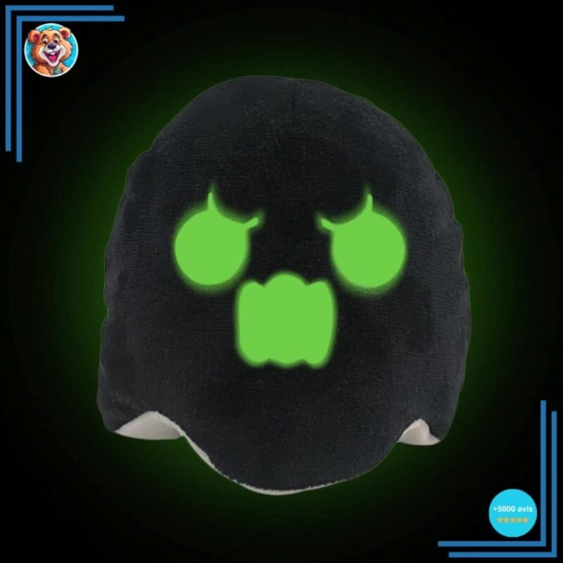 Peluche fantôme noir et blanc réversible, fluorescente – Image 2