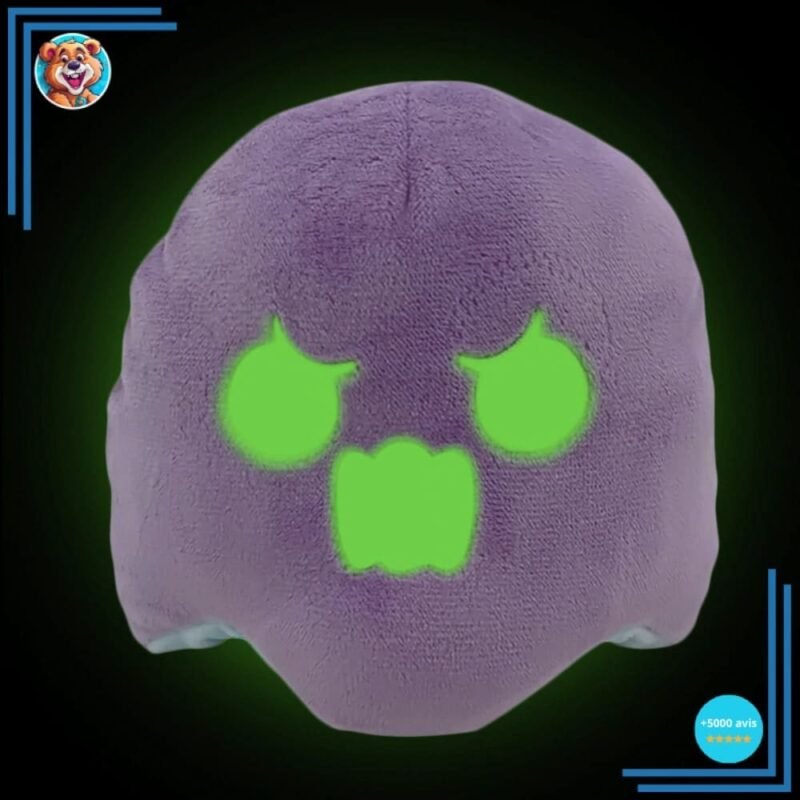 Peluche fantôme violet et bleu réversible, fluorescente – Image 3