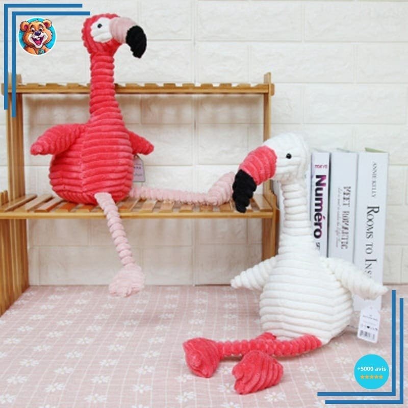 Peluche flamant rose coton côtelé – Image 2