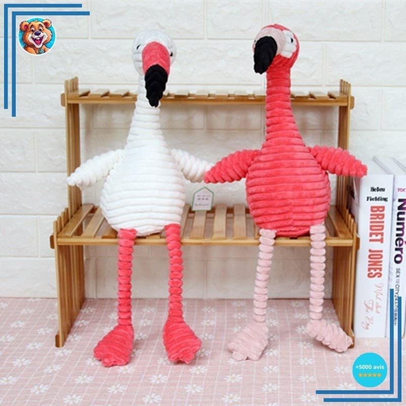 Peluche flamant rose coton côtelé – Image 3