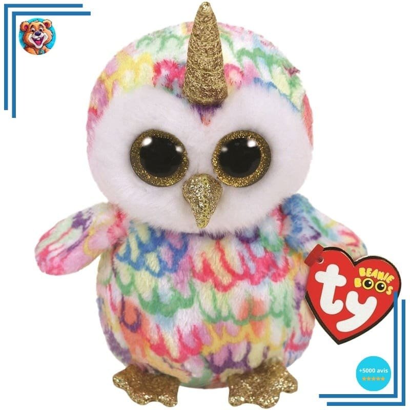 Peluche hibou TY colorée pastel