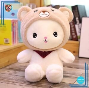 Peluche lapin bonnet ours
