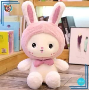Peluche lapin bonnet rose