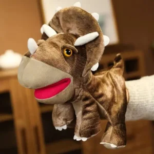 Peluche marionnette dinosaure marron