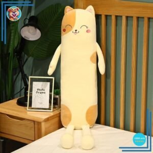 Peluche oreiller chat long
