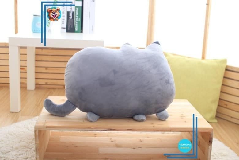 Peluche oreiller chat super mignonne grise – Image 3