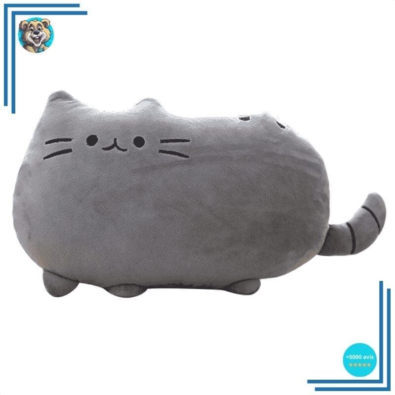 Peluche oreiller chat super mignonne grise