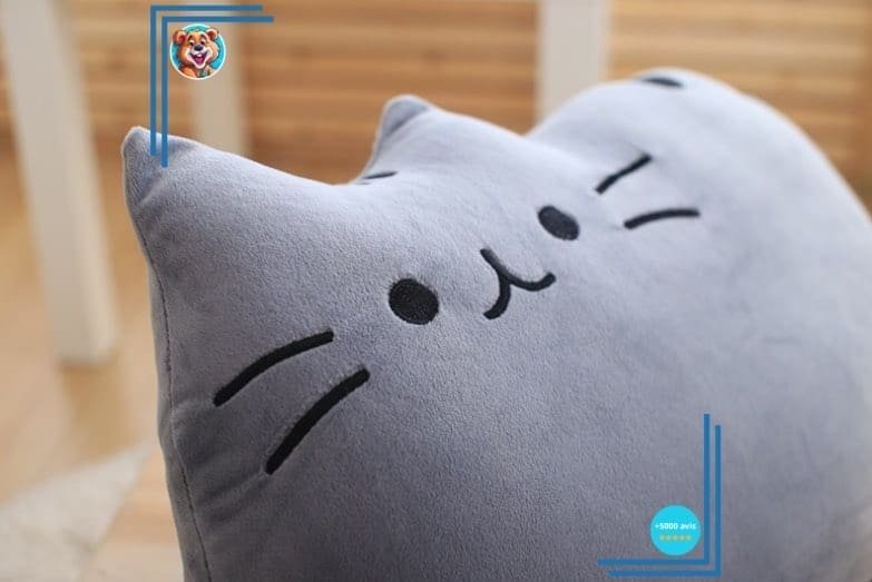 Peluche oreiller chat super mignonne grise – Image 2