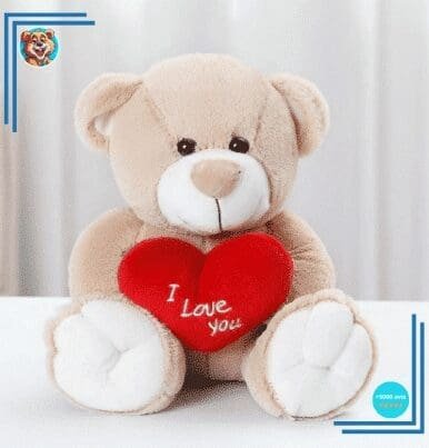 Peluche ours beige amour